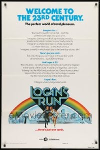 1r506 LOGAN'S RUN advance 1sh 1976 art of Michael York & Jenny Agutter on white background!