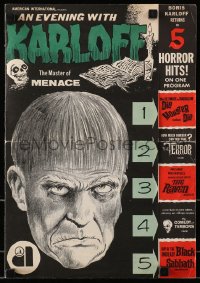 1r368 EVENING WITH KARLOFF pressbook 1960s Boris Karloff quintuple bill horror show, cool art!