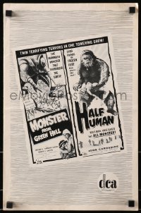 1r375 MONSTER FROM GREEN HELL/HALF HUMAN pressbook 1957 twin terrors in one towering thrill show!