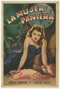 1r050 CAT PEOPLE Spanish herald 1947 Val Lewton, art of sexy Simone Simon by black panther!