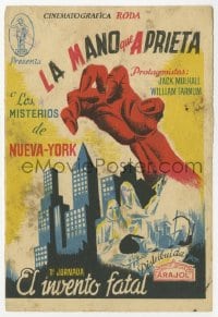 1r051 CLUTCHING HAND part 1 Spanish herald 1936 wacky horror sci-fi, different art of disembodied hand!