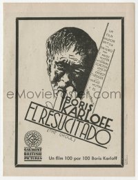 1r056 GHOUL Spanish herald 1933 art of Boris Karloff as the monster, incredibly rare horror title!