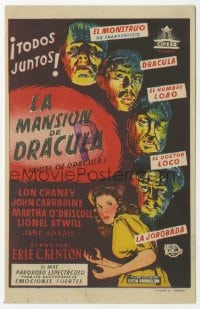 1r058 HOUSE OF DRACULA Spanish herald 1948 great art of classic monsters, Dracula & Frankenstein!