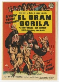 1r064 MIGHTY JOE YOUNG Spanish herald 1955 1st Harryhausen, art of ape rescuing girl from lions!