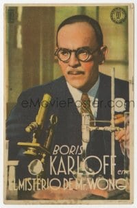 1r070 MYSTERY OF MR WONG Spanish herald 1941 close up of Asian Boris Karloff in his laboratory!