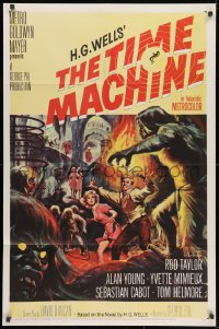 1r569 TIME MACHINE 1sh 1960 H.G. Wells, George Pal, great Reynold Brown sci-fi artwork!