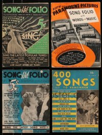 1s156 LOT OF 4 SONG FOLIO MAGAZINES 1930s-1940s Paramount Pictures, 400 Songs to Remember & more!