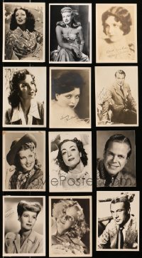 1s739 LOT OF 12 5X7 FAN PHOTOS WITH FACSIMILE SIGNATURES 1920s-1940s leading men & women!