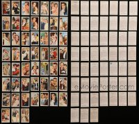1s709 LOT OF 52 FAMOUS FILM SCENES ENGLISH CIGARETTE CARDS 1930s color portraits w/info on back!