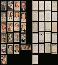 1s695 LOT OF 21 ENGLISH CIGARETTE CARDS 1920s-1930s color portraits + info on the back!