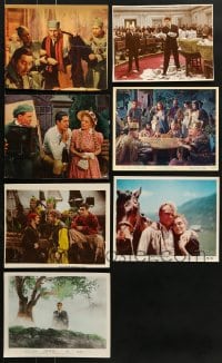 1s956 LOT OF 7 COLOR 8X10 STILLS AND TRIMMED LOBBY CARDS 1930s-1950s a variety of movie scenes!