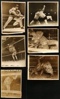 1s960 LOT OF 6 1930S WRESTLING 7X9 NEWS PHOTOS 1930s close images of men fighting in the ring!