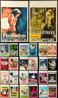 1s477 LOT OF 26 FORMERLY FOLDED SEXPLOITATION BELGIAN POSTERS 1960s-1970s a variety of sexy images!