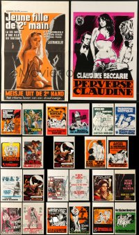 1s476 LOT OF 25 FORMERLY FOLDED SEXPLOITATION BELGIAN POSTERS 1960s-1970s a variety of sexy images!