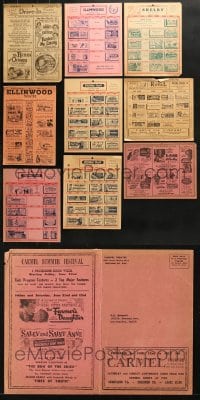 1s067 LOT OF 9 UNFOLDED LOCAL THEATER WINDOW CARDS 1940s-1960s advertising the week's movies!