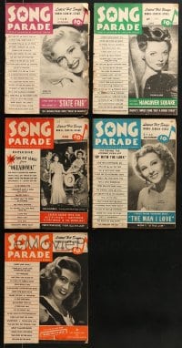 1s158 LOT OF 5 SONG PARADE MAGAZINES 1940s lyrics to a variety of different popular songs!