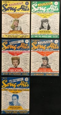 1s157 LOT OF 5 SONG HITS MAGAZINES 1940s lyrics to a variety of different popular songs!