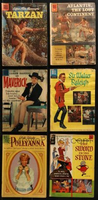 1s103 LOT OF 6 COMIC BOOKS 1960s Tarzan, Atlantis, Maverick, Sir Walter Raleigh, Pollyanna!
