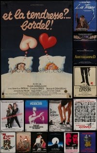 1s468 LOT OF 15 FORMERLY FOLDED FRENCH POSTERS 1970s-1990s images from a variety of different movies