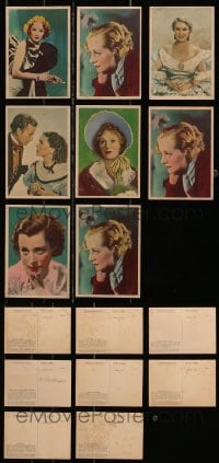 1s645 LOT OF 8 ENGLISH COLOR POSTCARDS 1930s portraits of a variety of Hollywood actresses!
