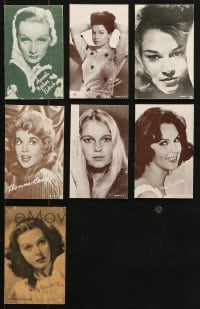 1s671 LOT OF 7 ARCADE CARDS 1940s-1960s Marlene Dietrich, Jane Fonda, Mia Farrow & more!
