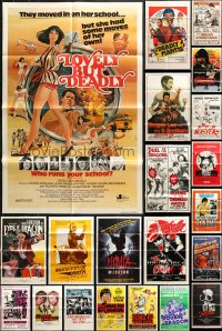 1s306 LOT OF 54 FOLDED KUNG FU ONE-SHEETS 1960s-1980s great images from martial arts movies!