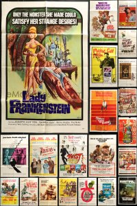 1s287 LOT OF 111 FOLDED ONE-SHEETS 1950s-1970s great images from a variety of different movies!