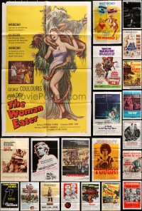 1s286 LOT OF 120 FOLDED ONE-SHEETS 1950s-1970s great images from a variety of different movies!
