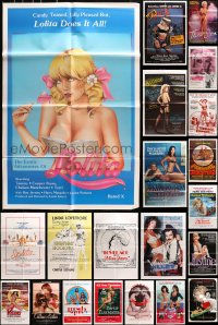 1s298 LOT OF 75 FOLDED SEXPLOITATION ONE-SHEETS 1960s-1980s sexy images with some nudity!