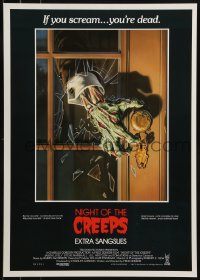 1t463 NIGHT OF THE CREEPS Belgian 1986 monster hand art by Bob Larkin, if you scream you're dead!