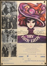 1t598 MY FAIR LADY East German 16x23 1967 different art of Audrey Hepburn & images of Rex Harrison!