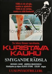 1t144 HAND Finnish 1983 Oliver Stone directed, image of Michael Caine covered in blood!