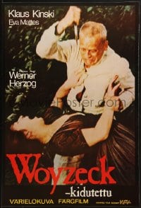 1t166 WOYZECK Finnish 1979 Werner Herzog, c/u of crazed Klaus Kinski about to stab Eva Mattes!