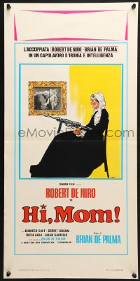 1t943 HI MOM! Italian locandina 1978 early Robert De Niro, De Palma, Morini art of old lady w/ gun!