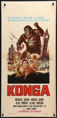 1t953 KONGA Italian locandina R1970 different artwork of giant angry ape terrorizing London!