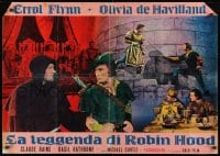 1t911 ADVENTURES OF ROBIN HOOD Italian 27x38 pbusta R1960s Flynn as Robin Hood, De Havilland!