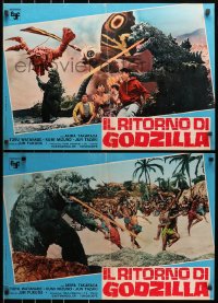 1t905 GODZILLA VS. THE SEA MONSTER group of 2 Italian 18x26 pbustas 1969 Gojira, Mosura: Nankai no daiketto!