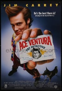 1w606 ACE VENTURA PET DETECTIVE 1sh 1994 Jim Carrey tries to find Miami Dolphins mascot!