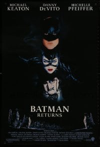 1w632 BATMAN RETURNS 1sh 1992 Michael Keaton, Danny DeVito, Michelle Pfeiffer, Tim Burton!