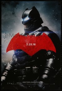 1w634 BATMAN V SUPERMAN teaser DS 1sh 2016 cool image of armored Ben Affleck in title role!
