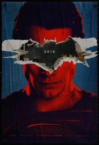 1w633 BATMAN V SUPERMAN teaser DS 1sh 2016 close up of Henry Cavill in title role under symbol, 3D