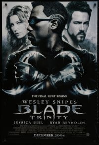 1w650 BLADE TRINITY advance DS 1sh 2004 Wesley Snipes, tough guy Ryan Reynolds, Jessica Biel!