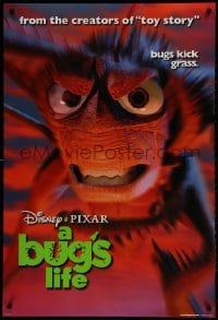1w661 BUG'S LIFE teaser DS 1sh 1998 Walt Disney Pixar CG cartoon, c/u of grasshopper!
