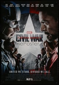 1w664 CAPTAIN AMERICA: CIVIL WAR advance DS 1sh 2016 Marvel Comics, Chris Evans, Robert Downey Jr.!