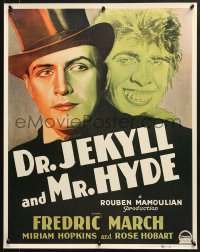 1w283 DR. JEKYLL & MR. HYDE 22x28 commercial poster 1980s Fredric March in full makeup as Mr. Hyde!