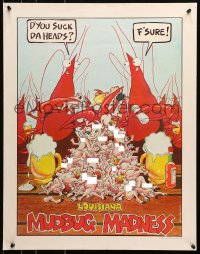1w299 LOUISIANA MUDBUG MADNESS 21x27 commercial poster 1982 Ballard art of crayfish easting humans!