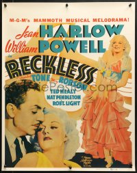 1w304 RECKLESS 22x28 commercial poster 1980s artwork of sexy Jean Harlow & William Powell!