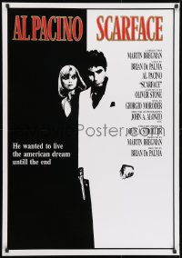 1w305 SCARFACE 28x39 commercial poster 1980s Pacino as Tony Montana, bloodied with gun!