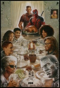 1w690 DEADPOOL 2 style A teaser DS 1sh 2018 wacky parody art of Norman Rockwell's Freedom from Want!