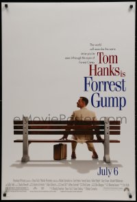 1w723 FORREST GUMP advance DS 1sh 1994 Tom Hanks sits on bench, Robert Zemeckis classic!